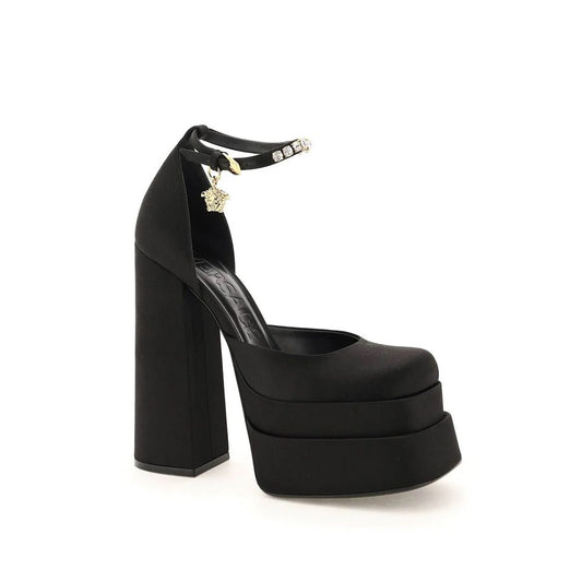 Black Silk Platform Pumps