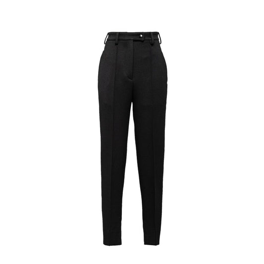 Black Virgin Wool Casual Pants