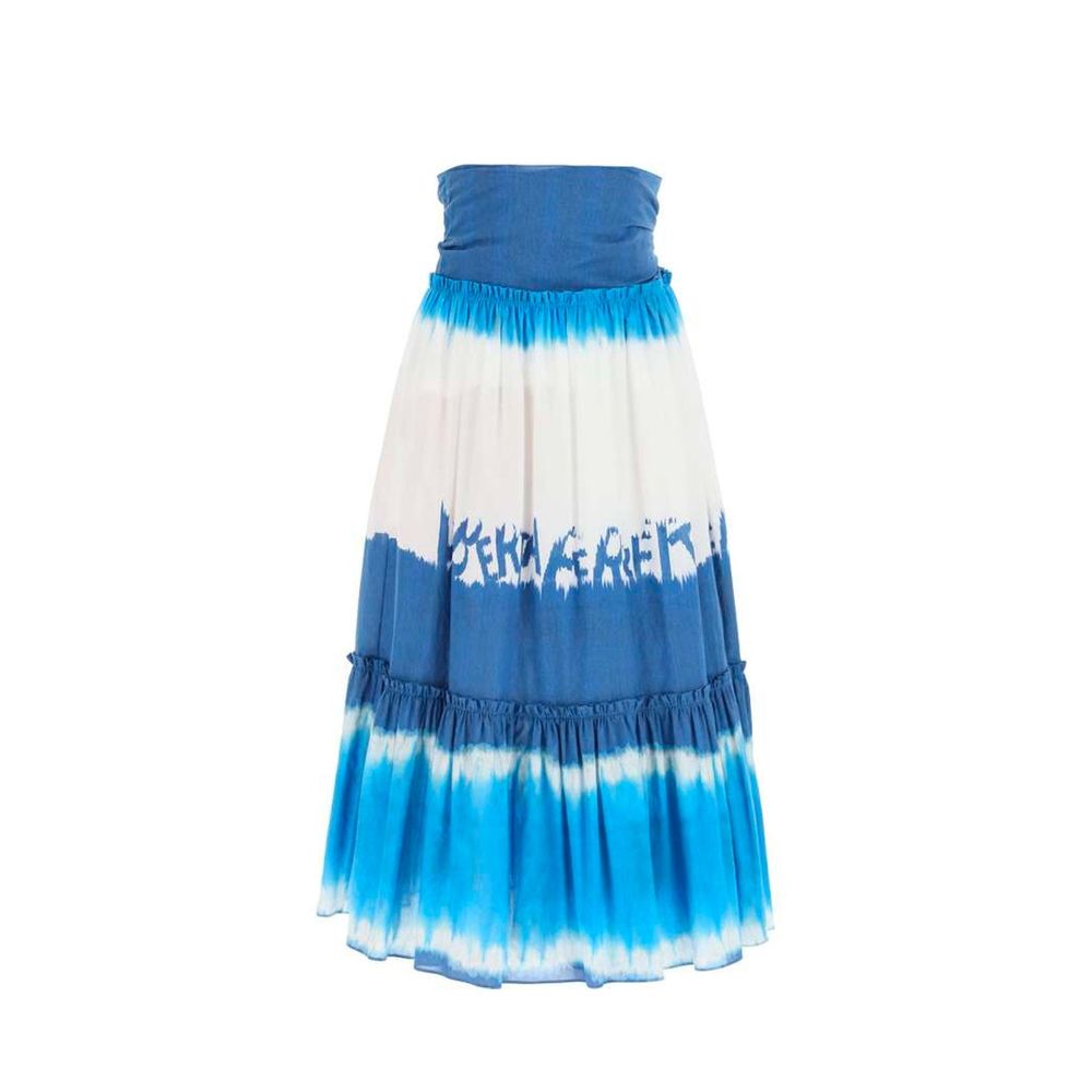 Blue Cotton Midi Skirt