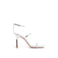 Silver Calfskin Stiletto Heel Sandals
