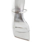 Silver Calfskin Stiletto Heel Sandals