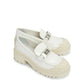 White Calfskin Platform Loafers