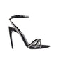 Black Silk Stiletto Heel Sandals