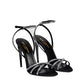 Black Silk Stiletto Heel Sandals