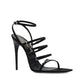 Black Silk Stiletto Heel Sandals