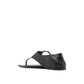 Black Calfskin Flat Sandals