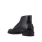 Black Calfskin Lace-Up Boots