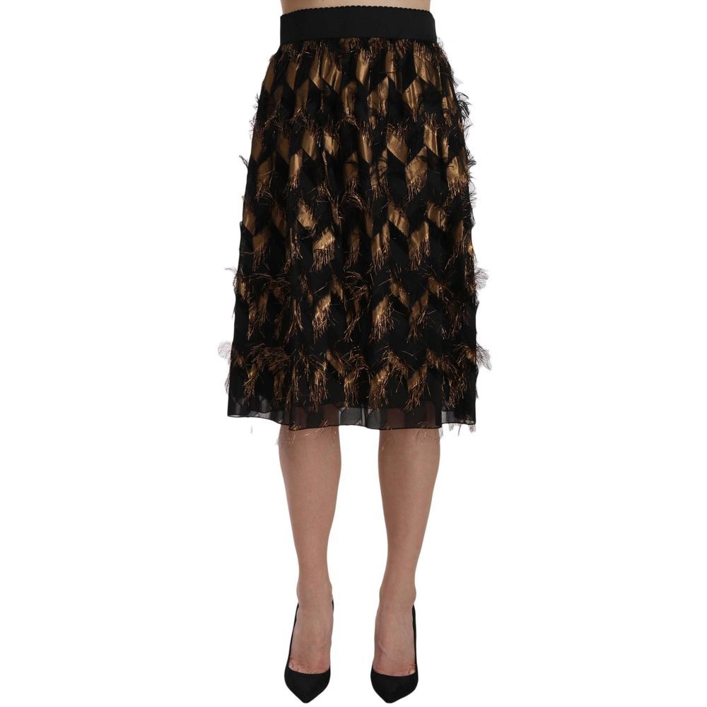 Bicolor Silk Midi Skirt