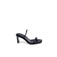 Black Leather Stiletto Heel Sandals