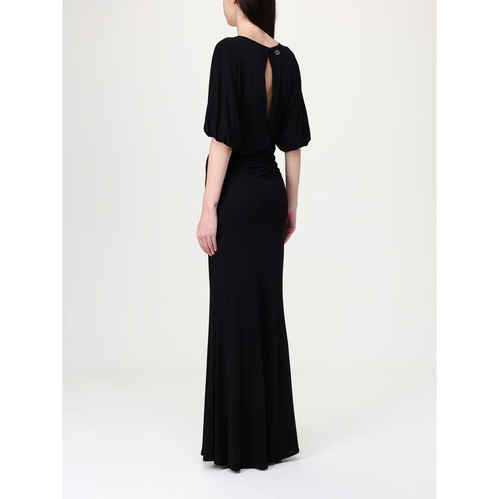 Black Elastane Casual Dress