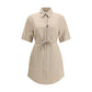 Beige Cotton Casual Dress