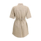 Beige Cotton Casual Dress
