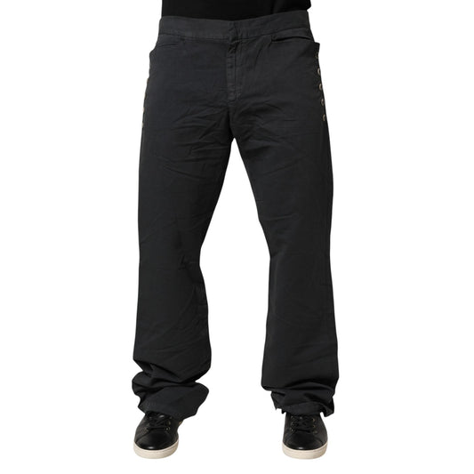 Black Straight Fit Mid Waist Denim Trouser Jeans