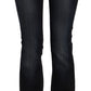 Blue Washed Mid Waist Regular Leg Boot Cut Denim Jeans