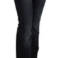 Blue Washed Mid Waist Regular Leg Boot Cut Denim Jeans