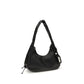 Black Recycled Leather Shoulder Bag