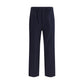 Blue Wool Casual Pants