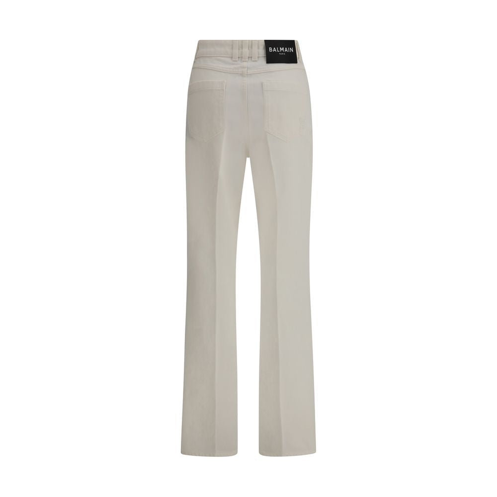 White Cotton Straight-Leg Jeans