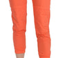 Cotton Orange High Waist Skinny Cropped Trouser Pants