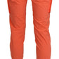 Cotton Orange High Waist Skinny Cropped Trouser Pants