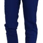 Cotton Royal Blue High Waist Skinny Cropped Trouser Pants