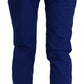 Cotton Royal Blue High Waist Skinny Cropped Trouser Pants
