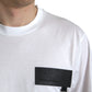White Logo Patch Cotton Crew Neck T-shirt