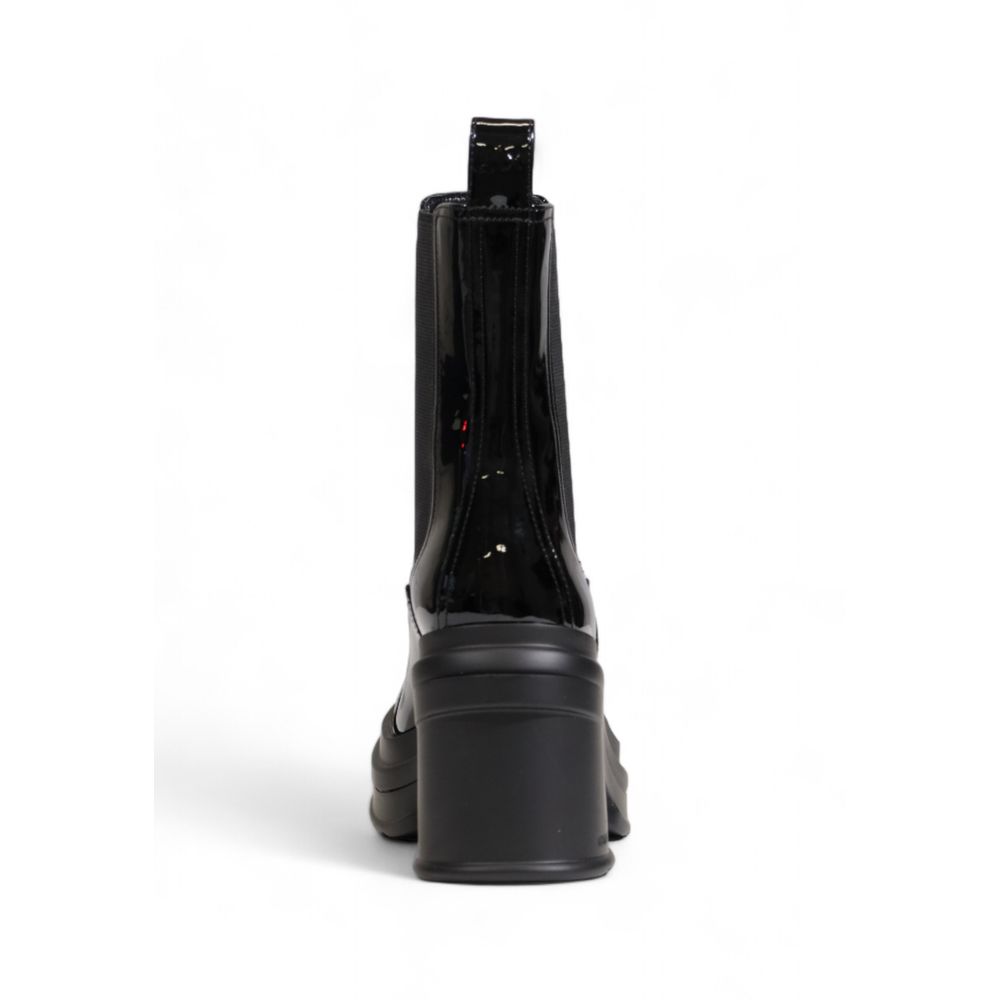 Black Polyester Ankle Boots