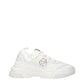 White Fabric Chunky Sneakers