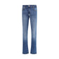 Blue Cotton Straight-Leg Jeans