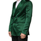 Green Satin Double Breasted Jacket Blazer