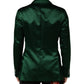 Green Satin Double Breasted Jacket Blazer