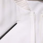 White Silk Full Zip Bomber Blouson Jacket