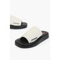 Black And White Leather Slides