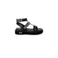 Black Leather Flat Sandals