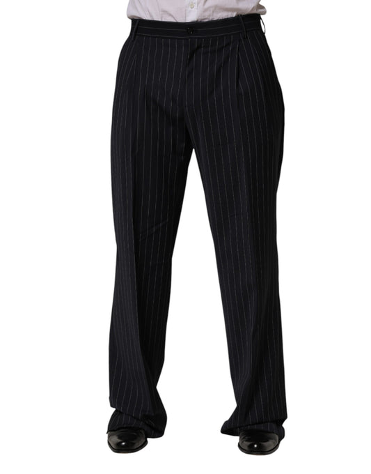 Black Stripe Straight Men Dress Trouser Pants