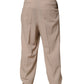 Beige Stretch Straight Men Dress Trouser Pants