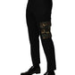 Black Cotton Skinny Dress Cargo Trouser Pants