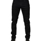 Black Floral Cotton Skinny Men Denim Jeans
