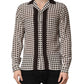White Black Polka Dot Silk Men Casual Shirt