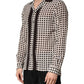 White Black Polka Dot Silk Men Casual Shirt