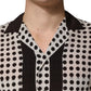 White Black Polka Dot Silk Men Casual Shirt