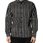 Black Stripes Cotton Men Formal Dress Shirt