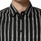 Black Stripes Cotton Men Formal Dress Shirt