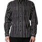 Black Stripes Cotton Men Formal Dress Shirt