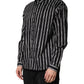 Black Stripes Cotton Men Formal Dress Shirt