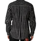 Black Stripes Cotton Men Formal Dress Shirt