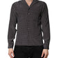 Black Patterned Silk Men Button Down Shirt
