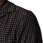 Black Patterned Silk Men Button Down Shirt