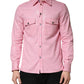 Pink Cotton Collared Men Button Down Shirt